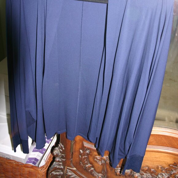 Eileen Fisher Woman 2X 100% Navy Silk Knit Lightweight Jacket - Picture 2 of 5